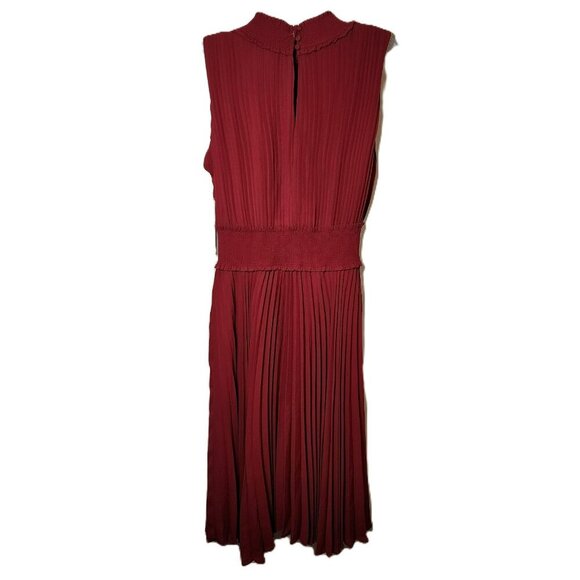 NWT‎ Nanette Lepore Dress Size 6 Moroccan Rose Pleated Midi Sleeveless High Neck - Picture 8 of 16